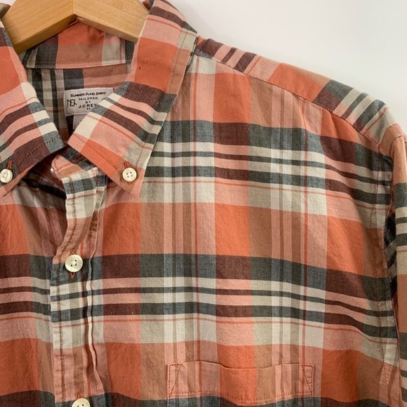 J Crew summer plaid shirt peach menns size large - Picture 5 of 7